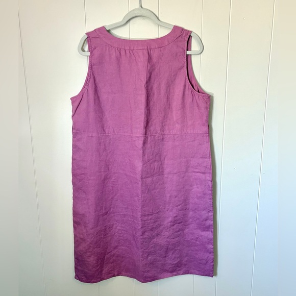 JJill Tunic Shift Dress Buttons 100% Linen Fuchsia Vacation Resort Large - Picture 4 of 5